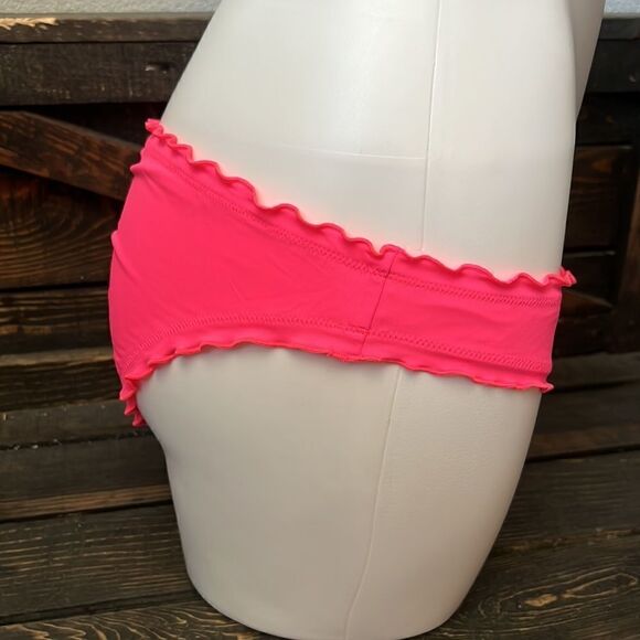 Victorias Secret scrunched back low rise ruffle edge trim pink bottom Sz-Med - Picture 4 of 9